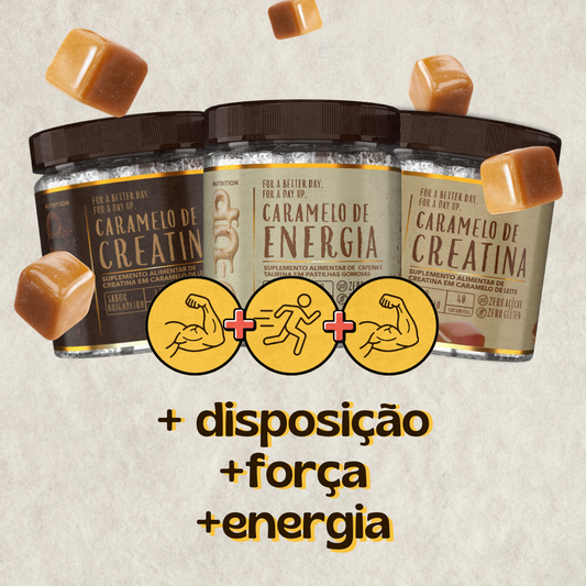 Combo Level Up 🔥 - 2 Creatinas + 1 Caramelo de Energia (pré-treino)