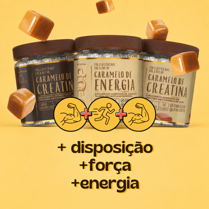 Combo Level Up 🔥 - 2 Creatinas + 1 Caramelo de Energia (pré-treino)