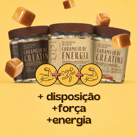 Combo Level Up 🔥 - 2 Creatinas + 1 Caramelo de Energia (pré-treino)