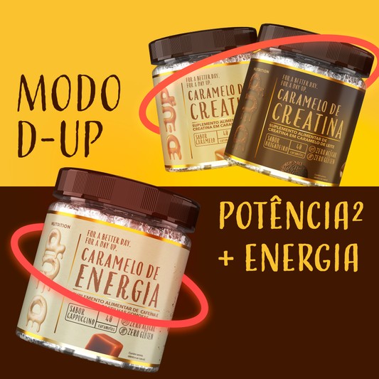 Combo Level Up 🔥 - 2 Creatinas + 1 Caramelo de Energia (pré-treino)